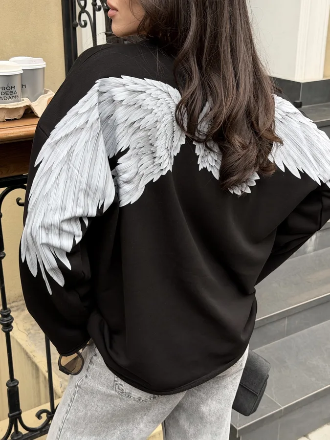 Оверсайз лонг з тринитки «WINGS» — Оверсайз лонг з тринитки «WINGS» — Чорний